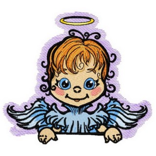Angel with poster 6 embroidery design - Embroidery Design