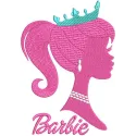 Barbie beauty queen embroidery design preview showcasing a vibrant stitched motif for creative projects.