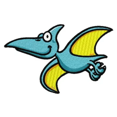 Pterodactyl embroidery design showcasing a colorful dinosaur motif for creative stitching projects.