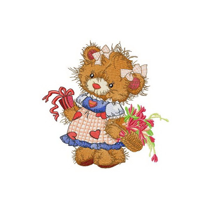 Teddy bear the villager embroidery design - Embroidery Design
