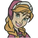 Adorable Anna embroidery design from Frozen, showcasing intricate stitching patterns for creative projects.