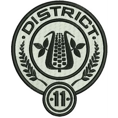 District 11 logo embroidery design preview showcasing a creative pattern for movie-themed stitching projects.
