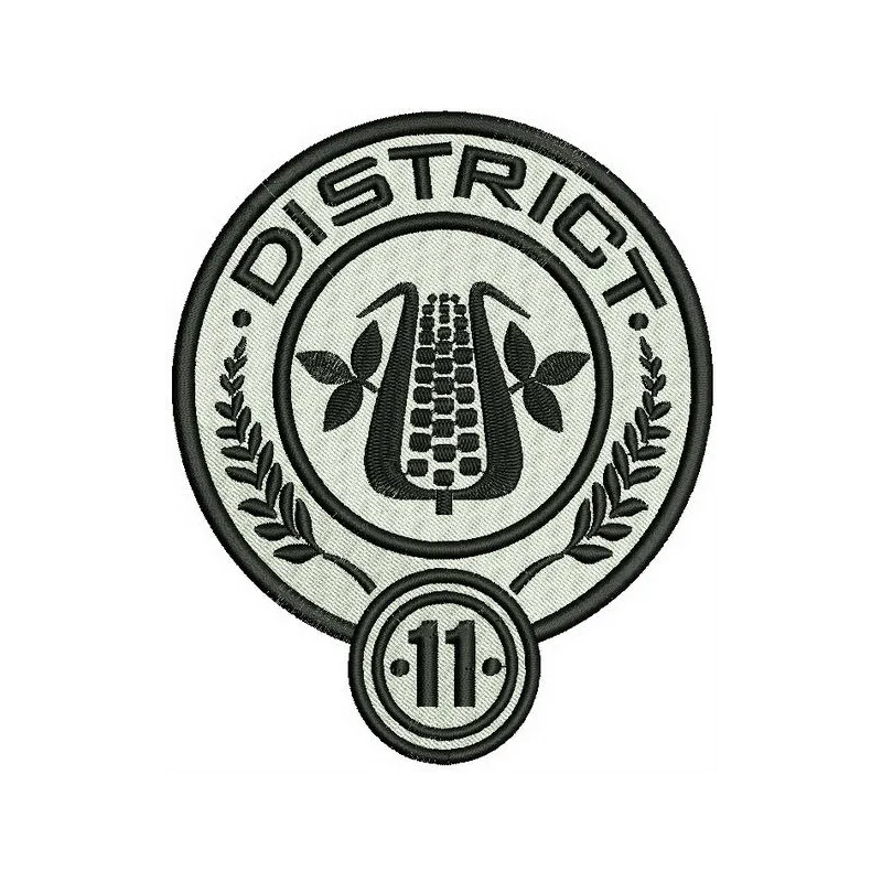 District 11 logo embroidery design preview showcasing a creative pattern for movie-themed stitching projects.