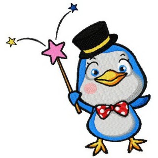 Little magician penguin embroidery design - Embroidery Design