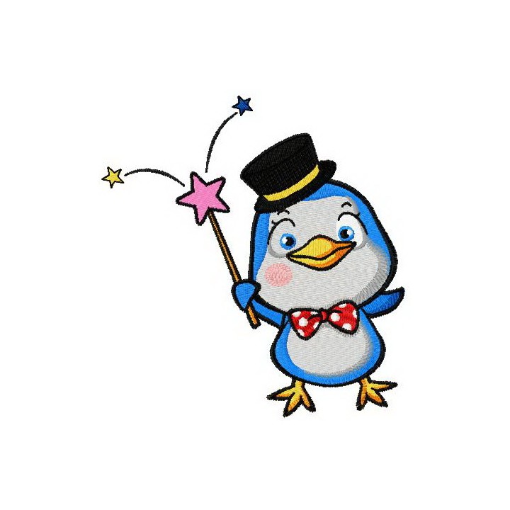 Little magician penguin embroidery design - Embroidery Design