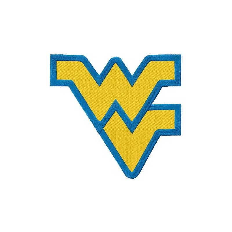 West Virginia Mountaineers logo embroidery design showcased on a fabric background, ideal for spirited stitching projects.