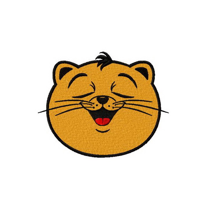Pleased cat face embroidery design - Embroidery Design