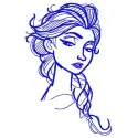 Elsa sketch 4 embroidery design featuring a whimsical outline of the beloved Frozen character, ideal for creative projects.