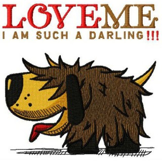 Shaggy dog Love me I'm such a darling embroidery design - Embroidery Design