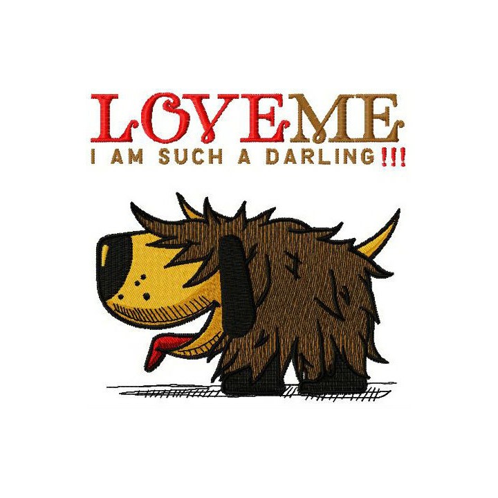 Shaggy dog Love me I'm such a darling embroidery design - Embroidery Design
