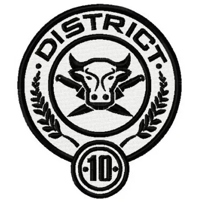 District 10 logo embroidery design preview showcasing a creative pattern ideal for movie-themed projects.