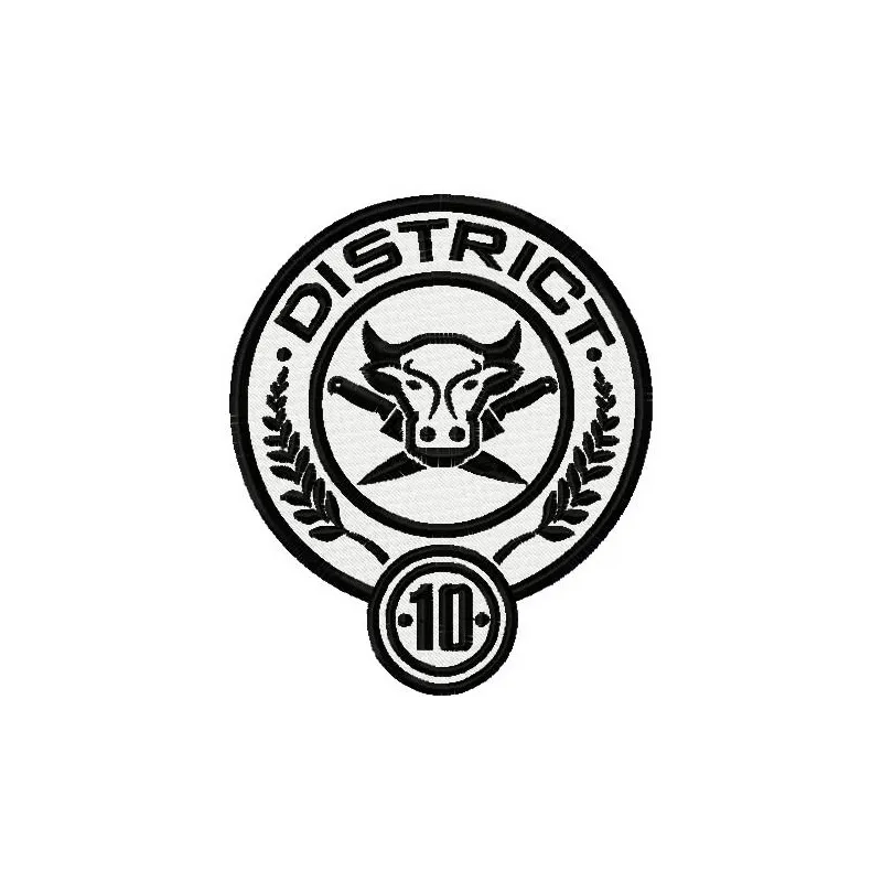 District 10 logo embroidery design preview showcasing a creative pattern ideal for movie-themed projects.