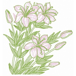 White lilies embroidery design - Embroidery Design