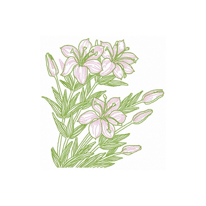 White lilies embroidery design - Embroidery Design