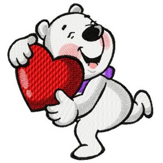 Cute white bear embroidery design - Embroidery Design