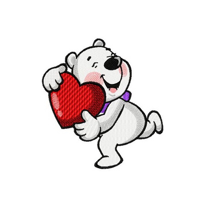 Cute white bear embroidery design - Embroidery Design