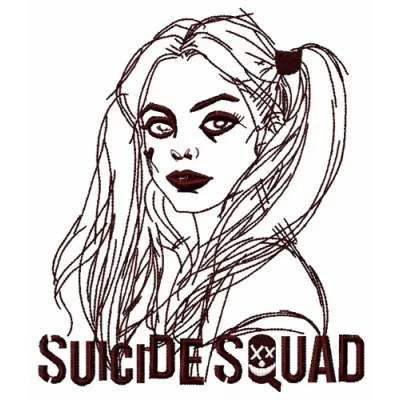 Harley Quinn 3 embroidery design showcasing vibrant colors and intricate details from the Suicide Squad collection.