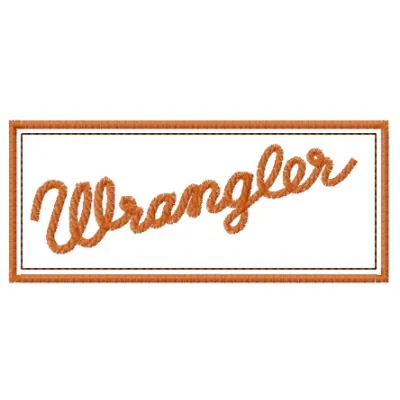 Wrangler embroidery design showcasing a bold logo, ideal for stitching on denim jackets and caps.