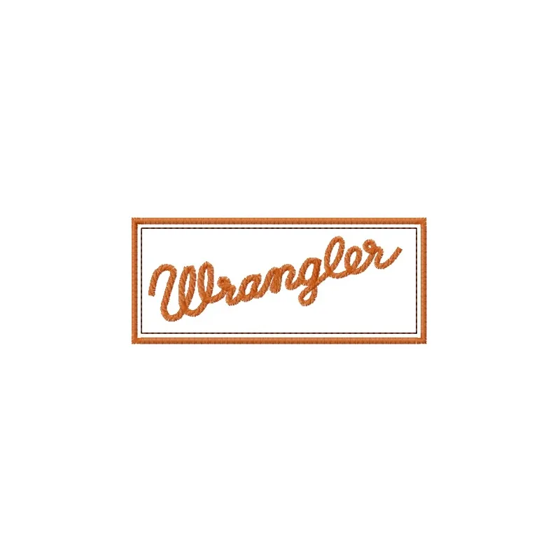 Wrangler embroidery design showcasing a bold logo, ideal for stitching on denim jackets and caps.
