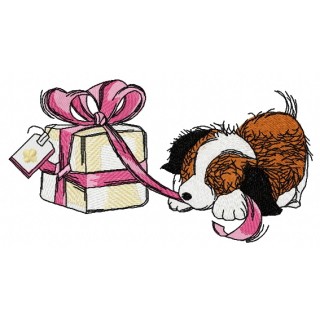 Presents for puppy 3 embroidery design - Embroidery Design