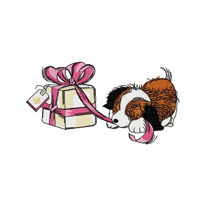 Presents for puppy 3 embroidery design - Embroidery Design