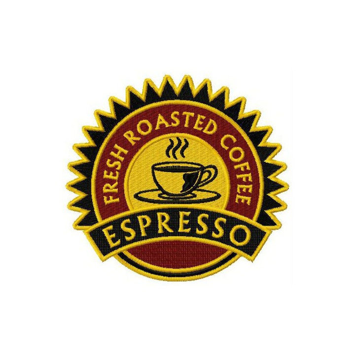 Espresso badge embroidery design - Embroidery Design