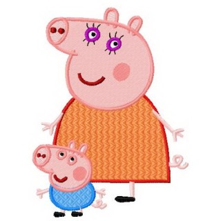 Pig with mum  embroidery design - Embroidery Design
