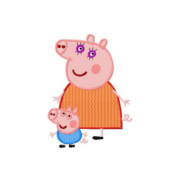 Pig with mum  embroidery design - Embroidery Design