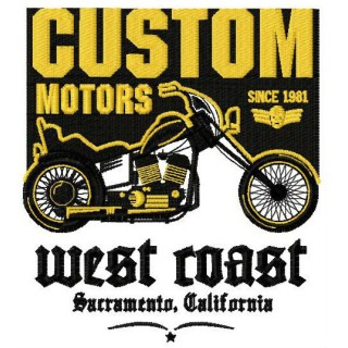 Custom Motors badge embroidery design - Embroidery Design