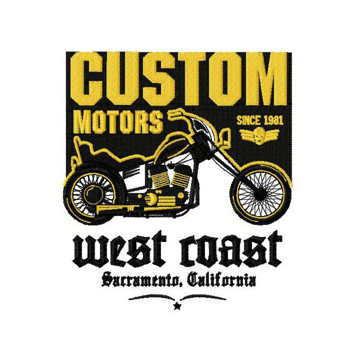 Custom Motors badge embroidery design - Embroidery Design