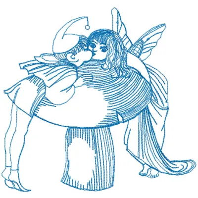Kiss embroidery design featuring whimsical elements from the Angels and magic creatures collection.