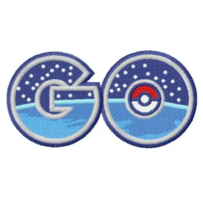 Preview of the Pokemon Go logo 4 embroidery design showcasing the iconic logo for creative stitching projects.