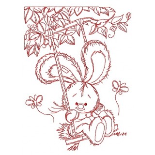 Bunny swinging on teeter 4 embroidery design - Embroidery Design