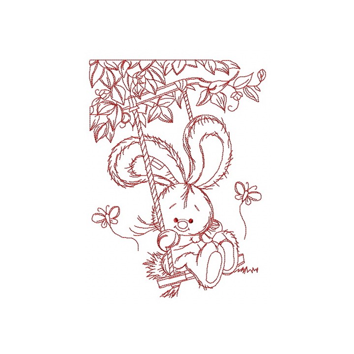 Bunny swinging on teeter 4 embroidery design - Embroidery Design