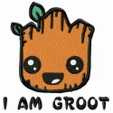 I'm Groot happy embroidery design featuring a cheerful Groot motif, perfect for stitching on t-shirts or tote bags.