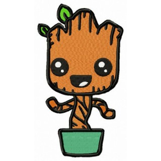 Groot in flower pot embroidery design - Embroidery Design