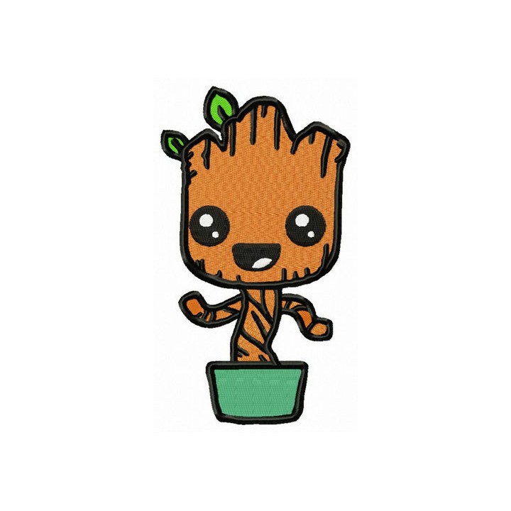 Groot in flower pot embroidery design - Embroidery Design