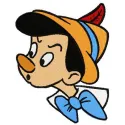 Pinocchio amazed embroidery design featuring a joyful expression, perfect for kids' clothing and accessories.