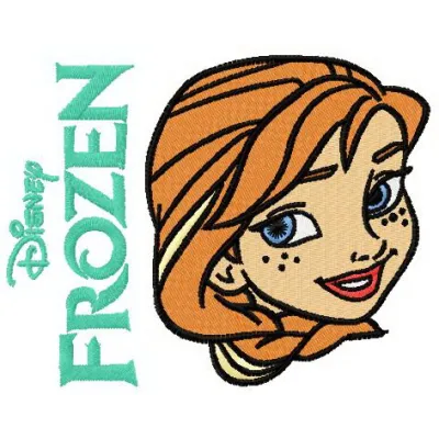 Charming Anna embroidery design inspired by Frozen, showcasing delightful stitching patterns for various projects.