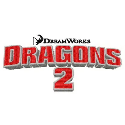 How to Train Your Dragon 2 logo embroidery design showcased on a fabric background, perfect for themed projects.