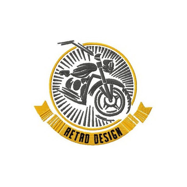 Retro Bike Badge Embroidery Design for Motorsports