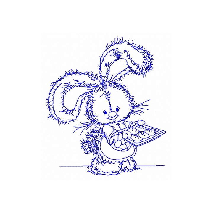 Bunny baking cookies 3 embroidery design - Embroidery Design