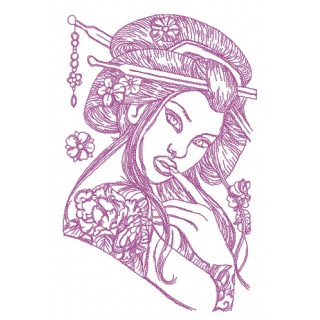 Seductive Japanese embroidery design - Embroidery Design