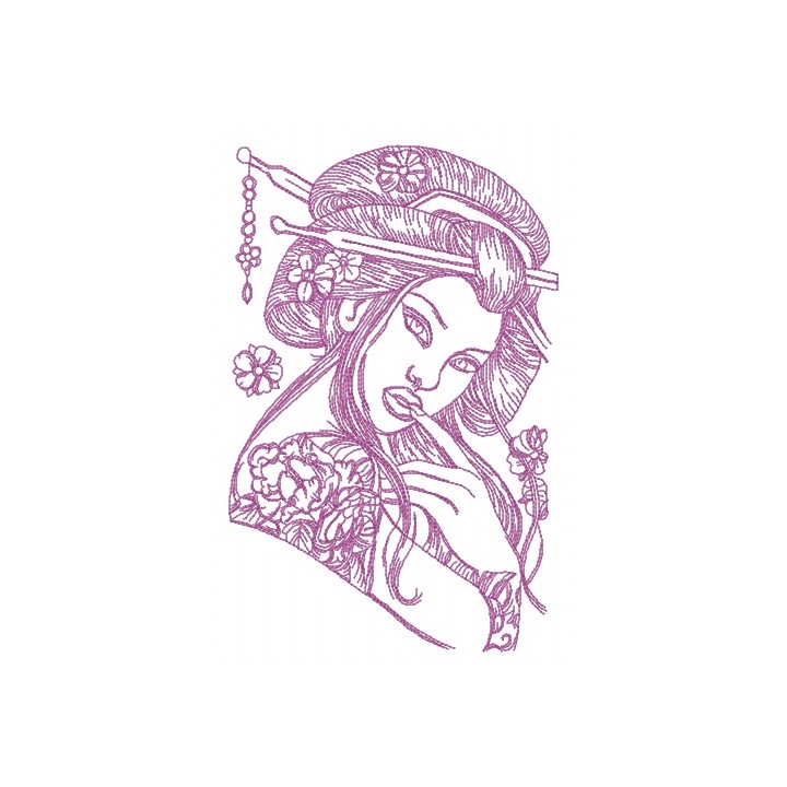 Seductive Japanese embroidery design - Embroidery Design
