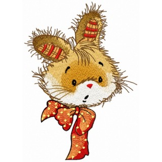 Bunny with polka dot bow embroidery design - Embroidery Design
