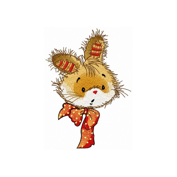 Bunny with polka dot bow embroidery design - Embroidery Design
