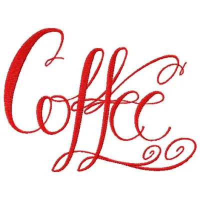 Coffee wormark embroidery design featuring a whimsical coffee cup, perfect for kitchen decor and accessories.