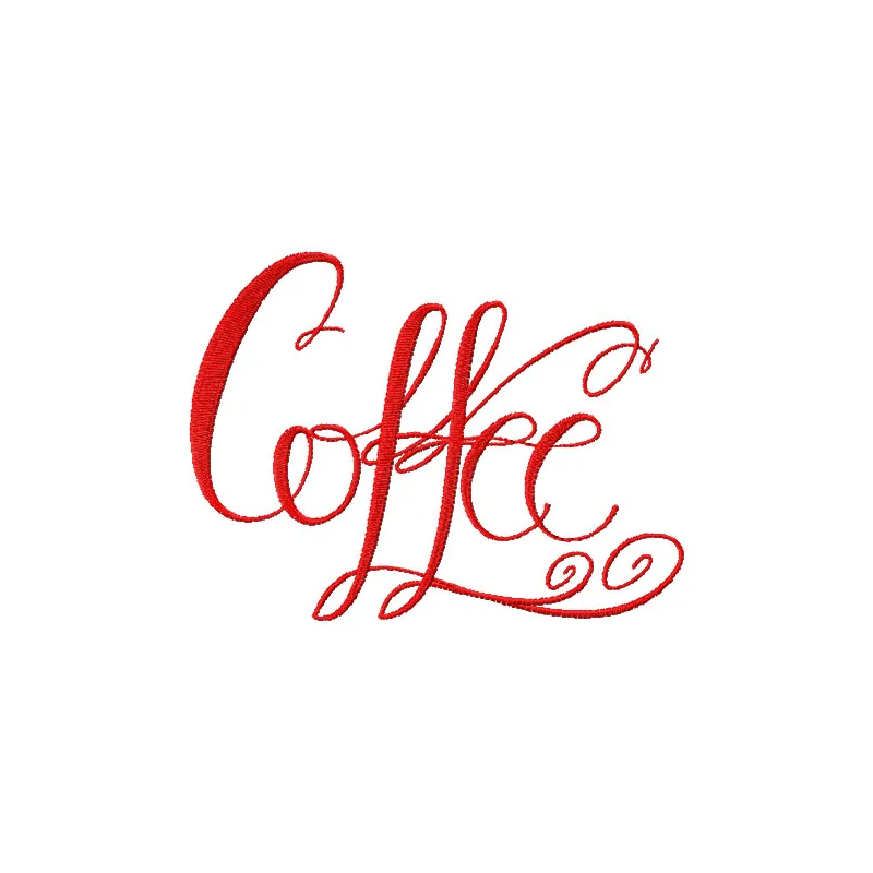 Coffee wormark embroidery design featuring a whimsical coffee cup, perfect for kitchen decor and accessories.