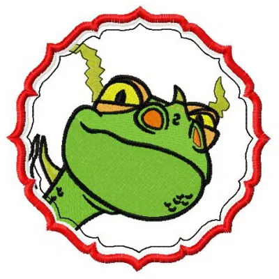 Grumpy dragon 2 embroidery design featuring a whimsical dragon motif, perfect for adding charm to various fabric projects.