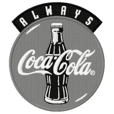 Always Coca Cola embroidery design featuring the iconic logo, perfect for stitching on apparel and accessories.